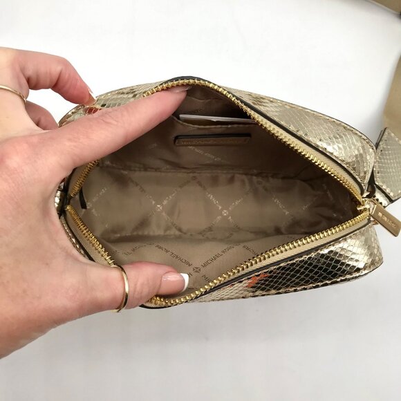 Michael Kors Metallic Gold Leather Maisie 2-In-1 Camera Crossbody Bag - Picture 10 of 11